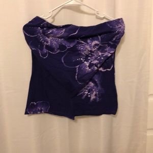 Purple Floral Strapless Shirt